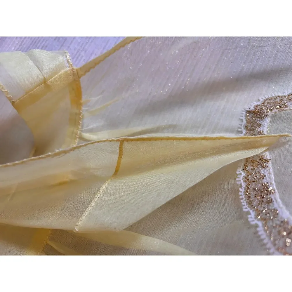 Vintage  1950s Yellow Hostess Half Apron Sheer Mid Century Housewife Bow Ribbon!